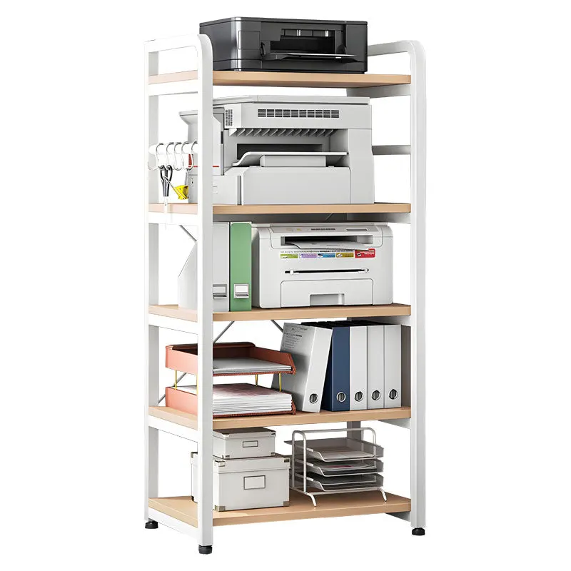 Biblioteca Lito metal, alb-Natural, 60x40x140 cm - Alb