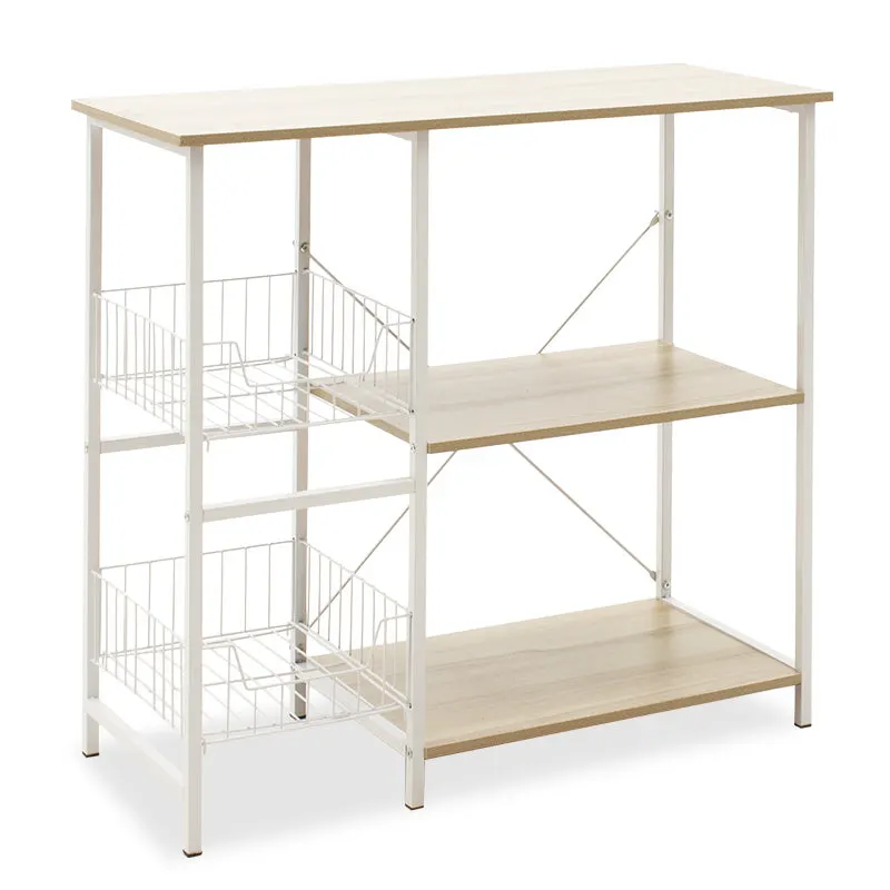 Raft de Bucatarie Noon cu, alb-Natural, 80x34x75 cm - Nuc