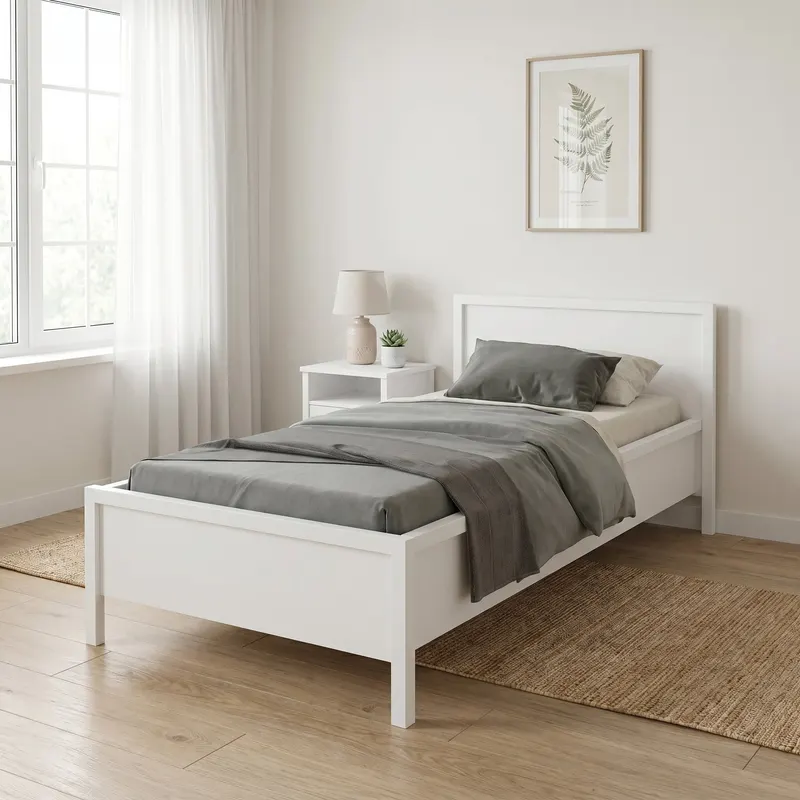 Pat de o persoana KRY-991-BB-2 Home Collection® Rustic, Alb, 118x89x207 cm - Alb