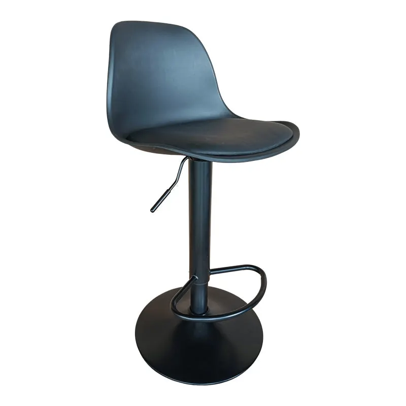 Scaun de bar Louser reglabil pe inaltime negru cu perna - baza, Alb - Negru, 44x46x114 cm - Negru