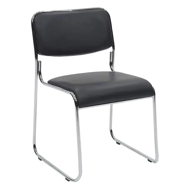 Scaun de oaspeti Randin cu spatar rabatabil, cu picioare din crom, Alb - Negru, 42x44x77 cm - Negru