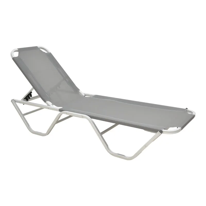 Sezlong Dessie pliabil aluminiu plasa, 56x188x30 cm - Gri Inchis