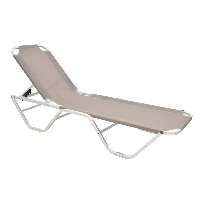 Sezlong Dessie pliabil aluminiu plasa, 56x188x30 cm - Crem