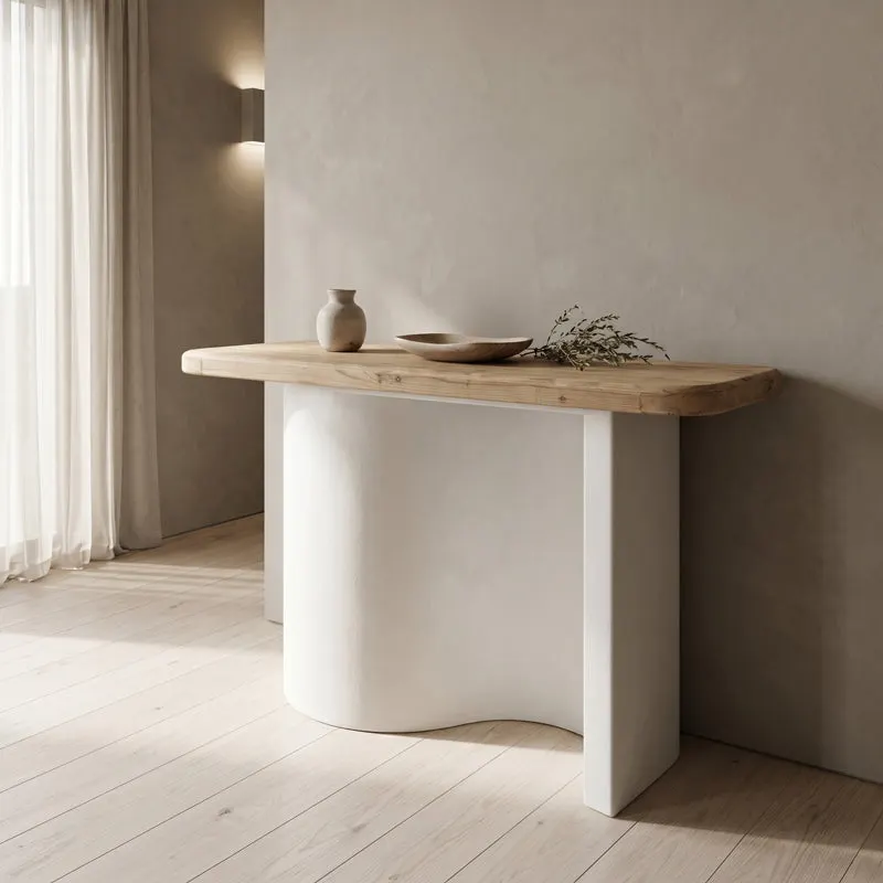 Consola Jeckie, Lemn de brad, Stejar, 120x38x80 cm - Stejar