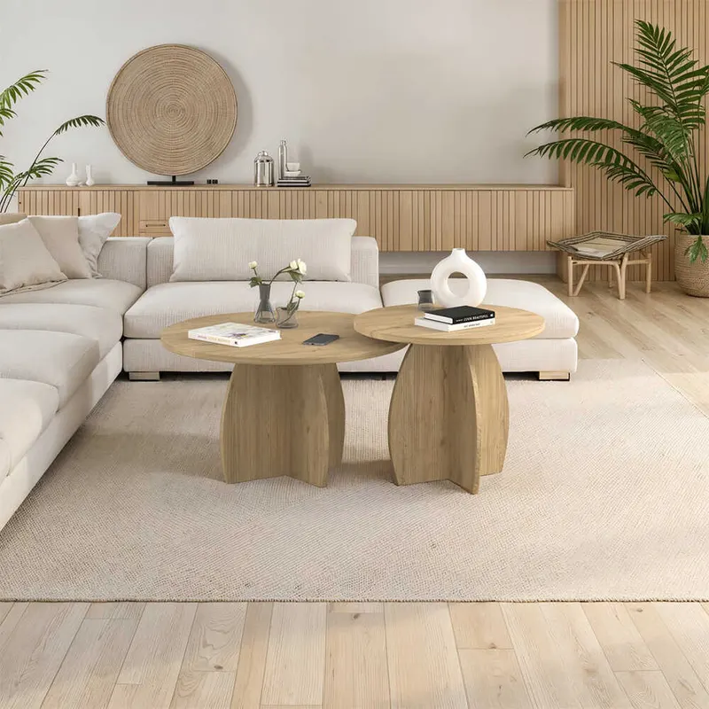 Set 2 Masute Cafea BSH-1902-FF-1 Home Collection® Bohem, Stejar, 100x50x100 cm - Stejar