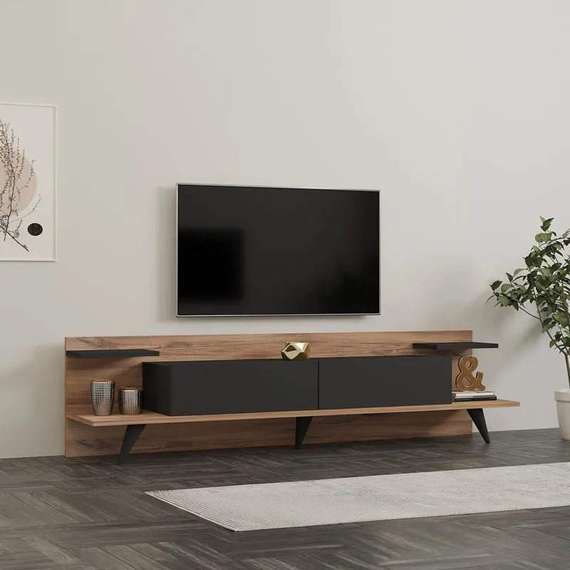 Comoda TV Astry, Antracit-Nuc - Antracit-Stejar, 180x37x45 cm - Antracit-Nuc