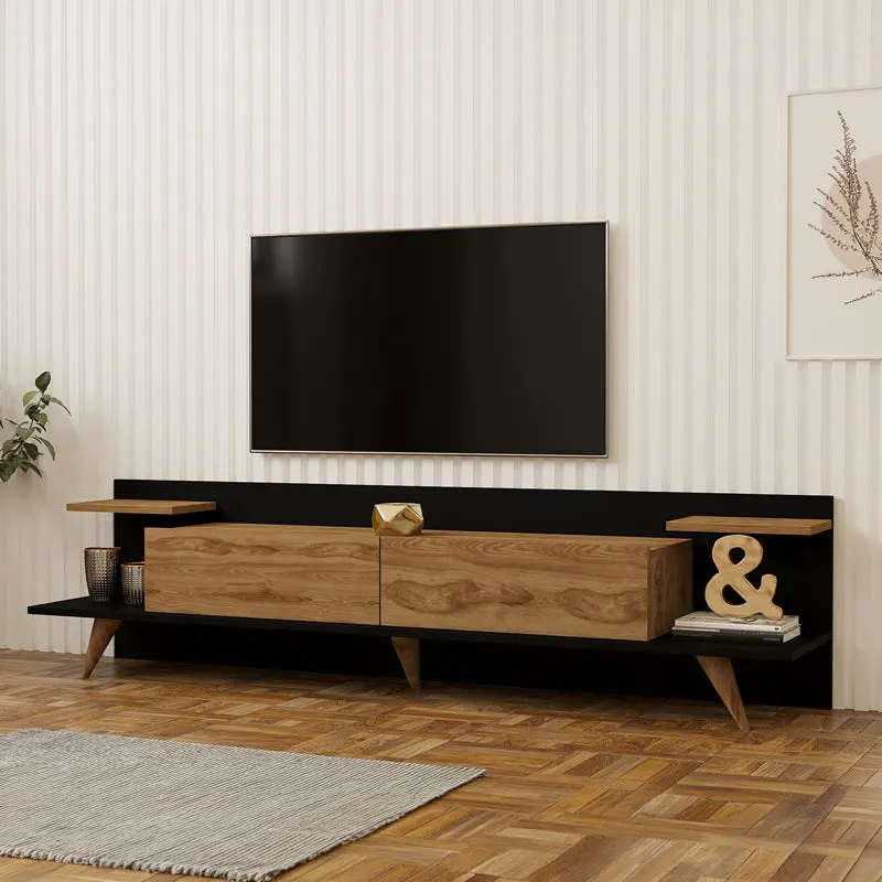 Comoda TV Astry, Antracit-Nuc - Antracit-Stejar, 180x37x45 cm - Antracit-Stejar