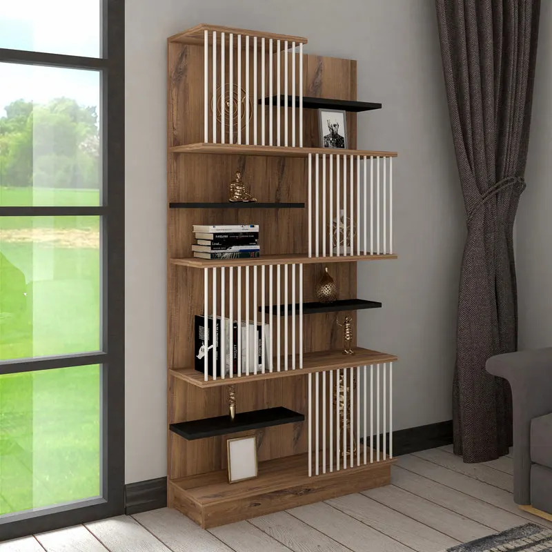 Biblioteca Gassim, Antracit-Sonoma-Alb, 80x25x160 cm - Antracit-Sonoma-Alb