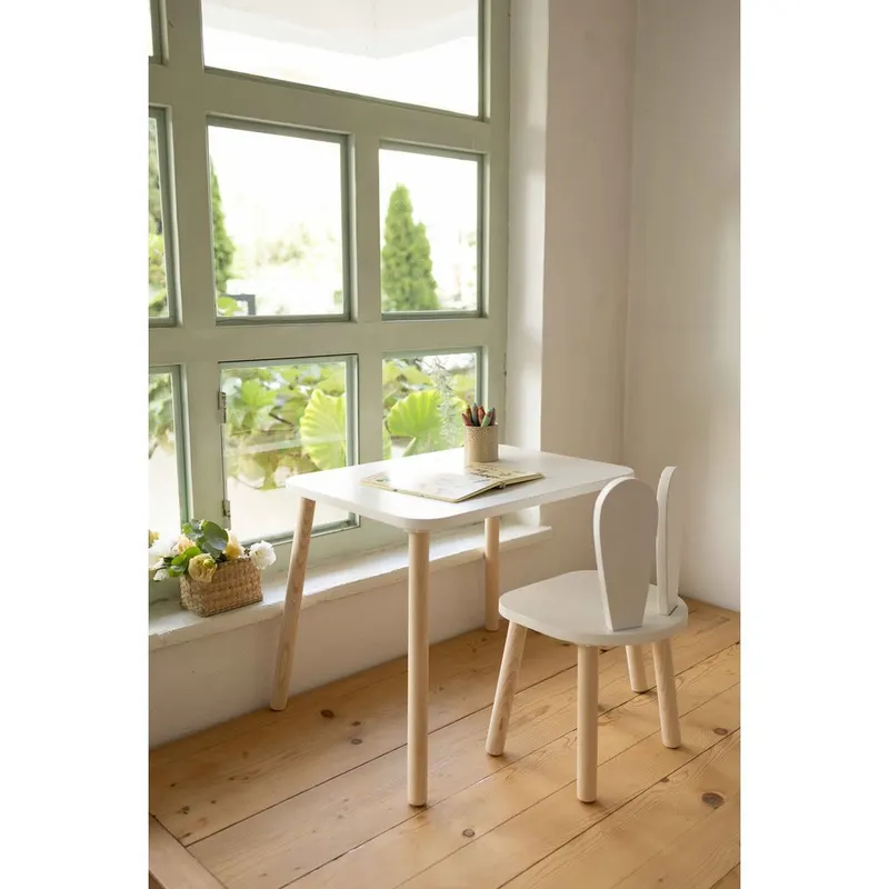 Set masa si scaun pentru copii Furniture Bunny One, 50x45x60 cm - Alb