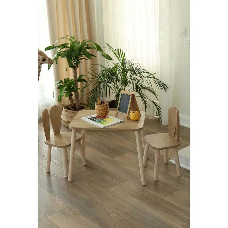Set masa si scaun pentru copii Furniture Bunny One, 50x45x60 cm - Brown nWhite