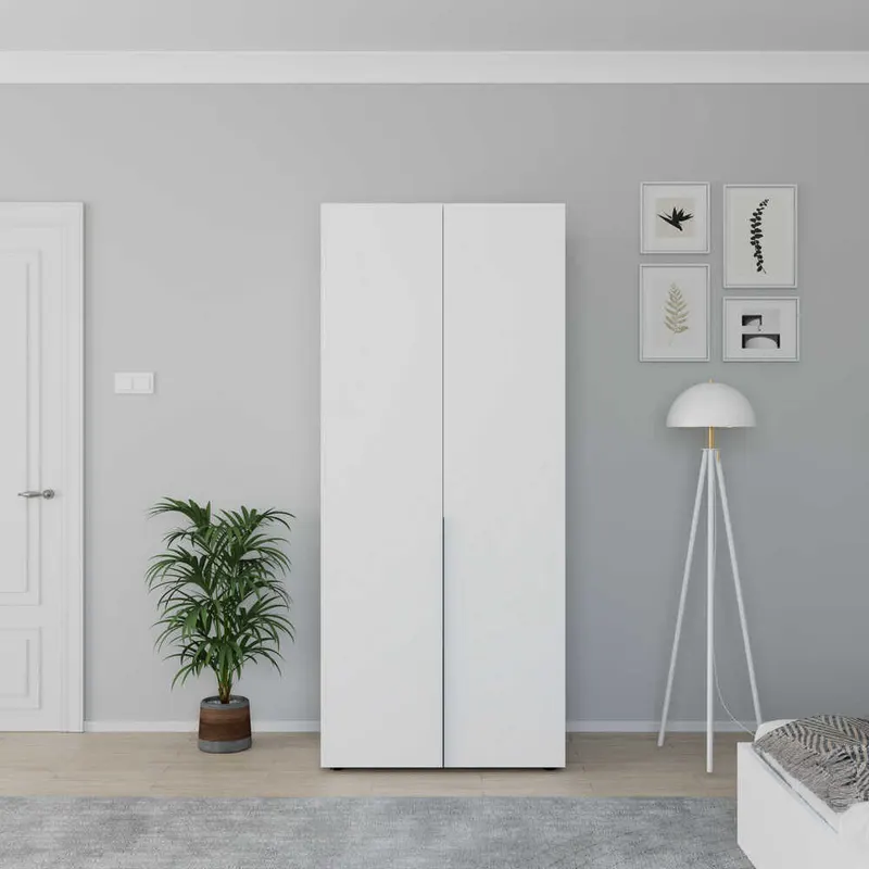 Dulap Haine GRD-1725-DD-2 Home Collection® Oryana cu 2 usi si 5 rafturi, Alb - Nuc, 90x210x62 cm - Alb