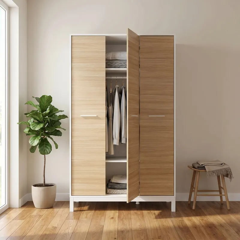 Dulap Haine GRD-1430-MB-3 Home Collection® London, 3 usi, Alb - Stejar, 120x202x52 cm - Stejar