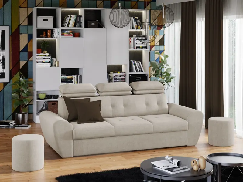 Set Canapea si Fotolii Barini Crem — imaginea 2