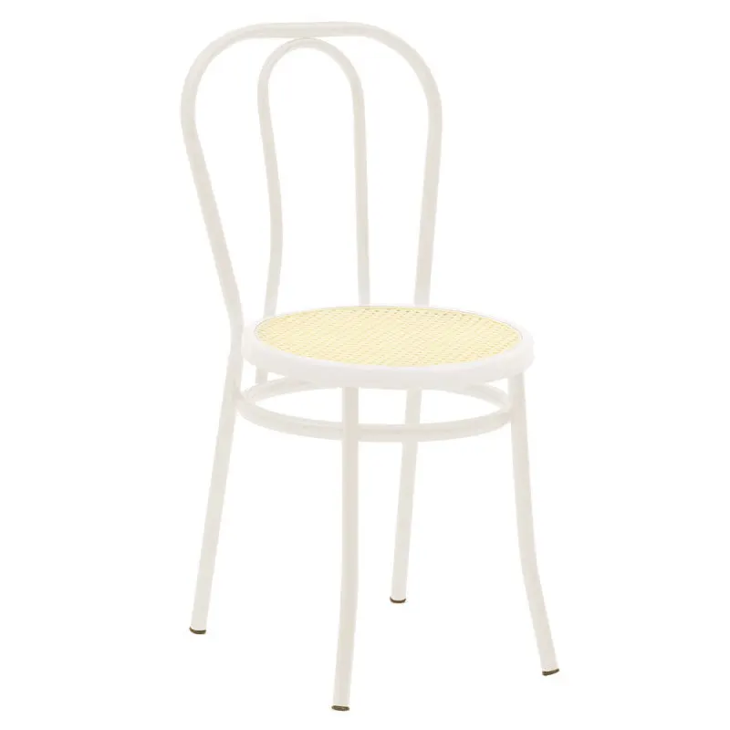 Scaun Vienna rattan metal, Alb - Bej, 100x200 cm - Alb