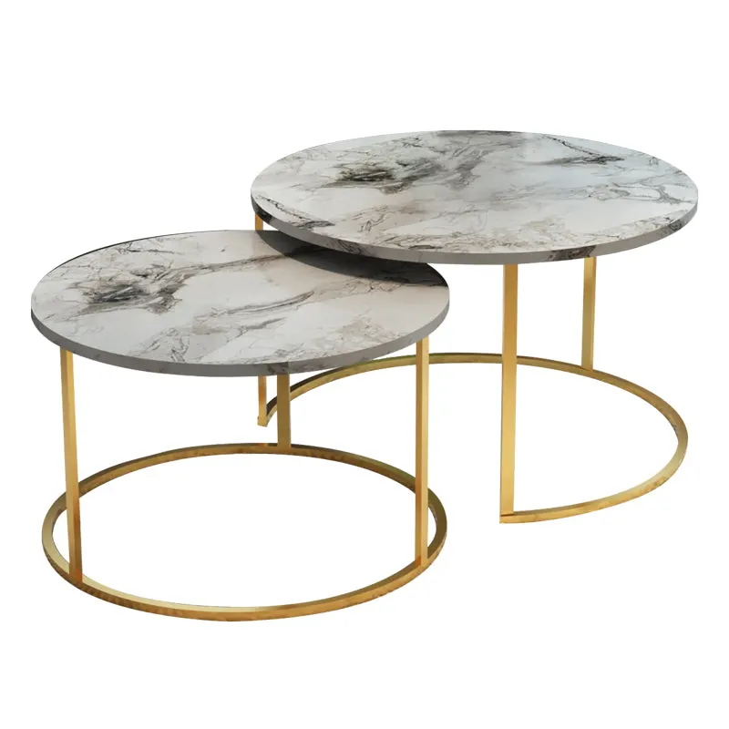 Set de 2 masute de cafea Solme, 60x60x40 cm - Auriu