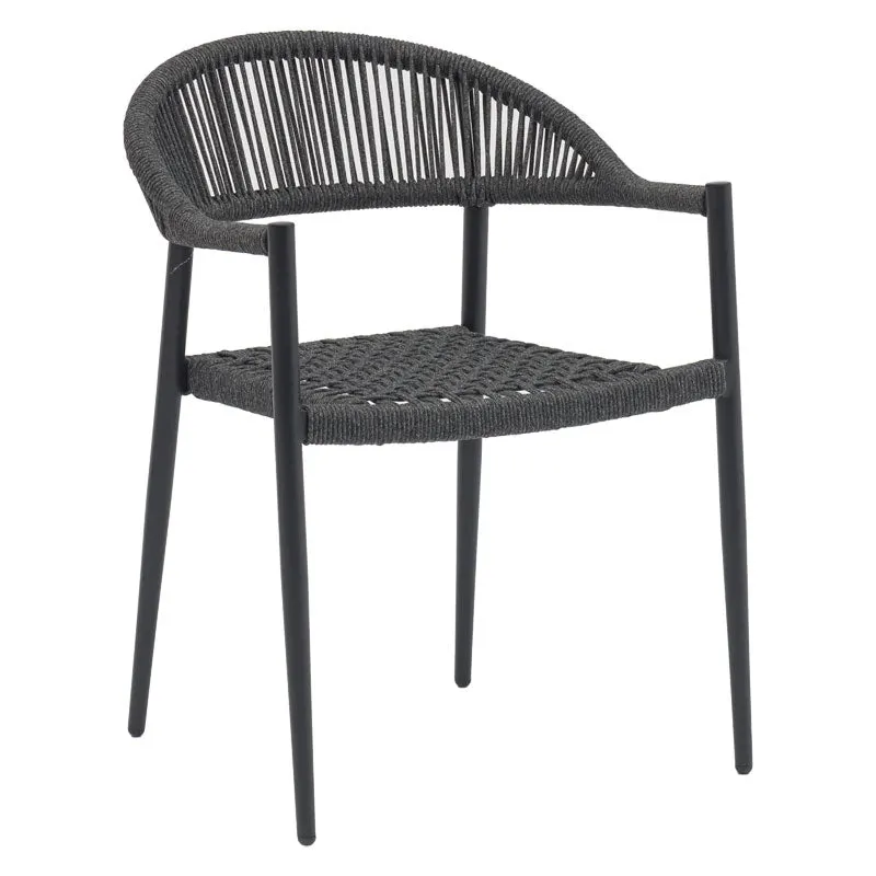 Scaun exterior Freiburg, Negru - Gri, 59x57x77 cm - Gri