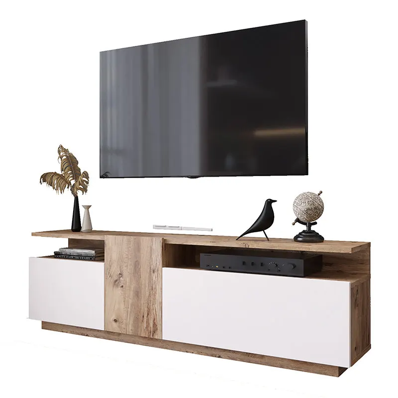 Comoda TV Elana, Alb - Antracit, 150x29x46 cm - Alb