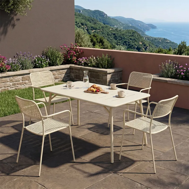 Set de sufragerie exterior Moraja Federal, 5 piese, Crem, 140x80x72 cm - Crem
