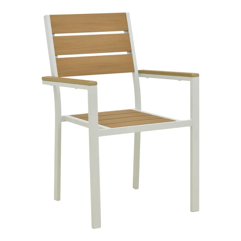 Scaun exterior Breze, aluminiu si plywood, 58x60x88 cm - Natural-Alb