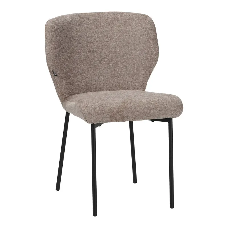 Scaun confortabil Mavier, Stil Modern, Stofă Gri-Bej, Picioare Metal, Negru, 48x62x82 cm - BLACK - GREY BEIGE
