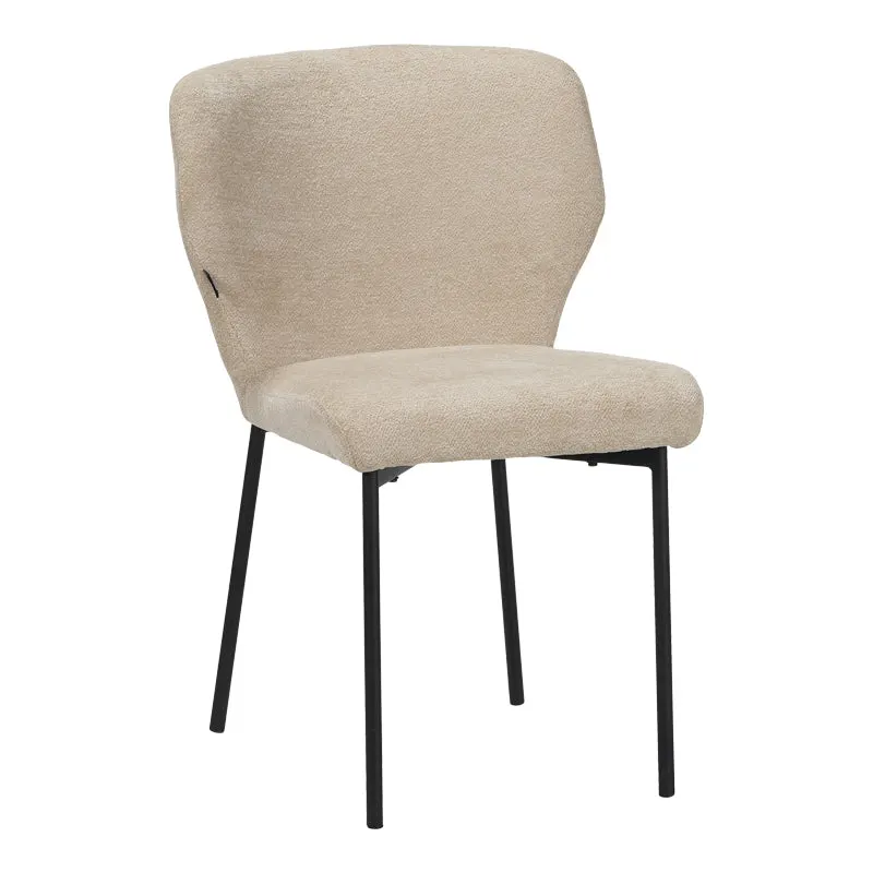Scaun confortabil Mavier, Stil Modern, Stofă Gri-Bej, Picioare Metal, Negru, 48x62x82 cm - BLACK-BEIGE