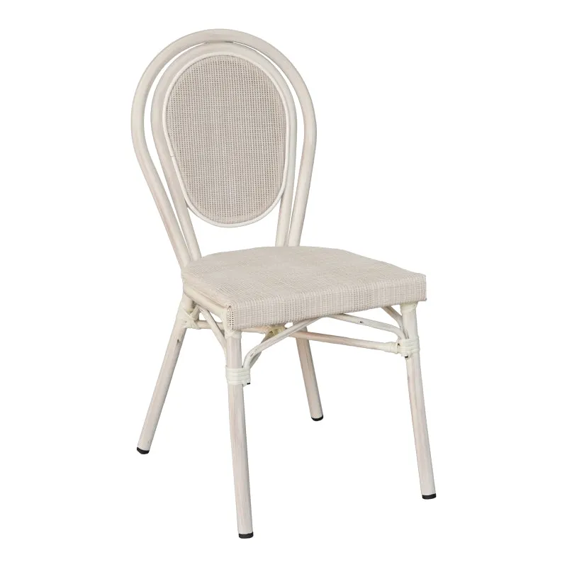 Stackable scaun Nacia aluminiu-textilene, alb, 45x59x85 cm - Alb