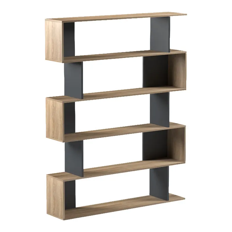 Bibliotecă modernă Tetri , stil Sonoma-Antracit, PAL, 122x26x159 cm. - ANTHRACITE - SONOMA