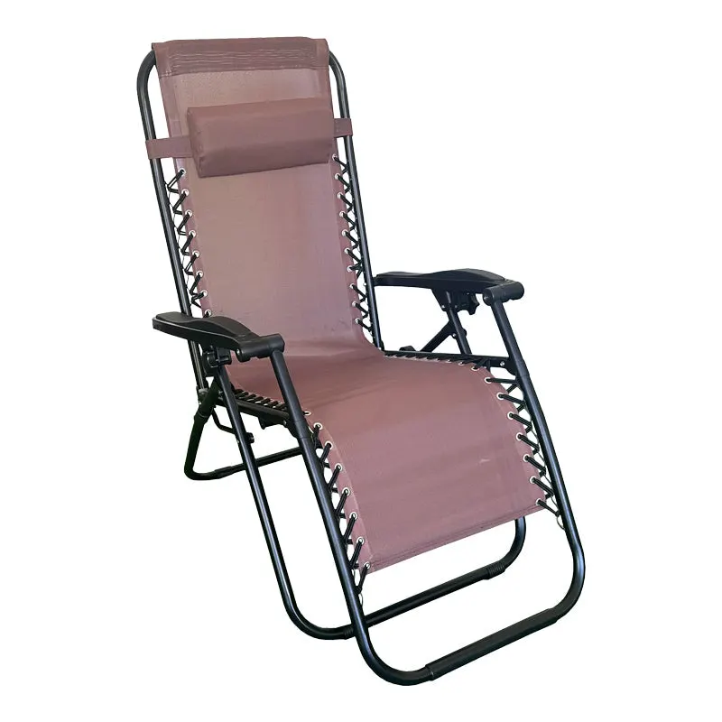 Fotoliu relaxant pliabil Mirka, Textilenă-Metal, Maro-Negru, 65x165x110 cm - Maro