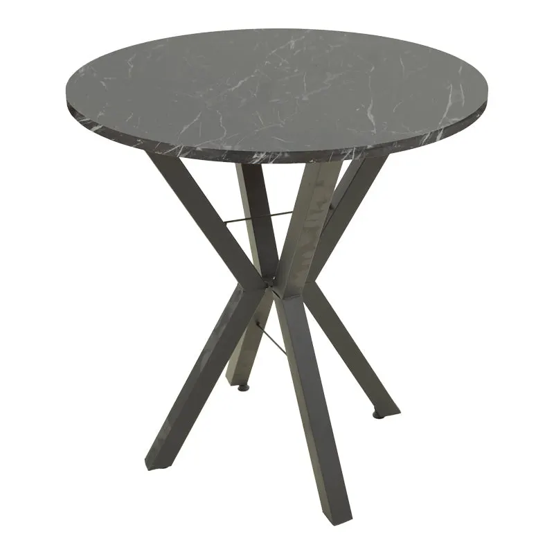 Masa rotundă cu aspect de marmură neagră Rogue, Metal, D70x72 cm - Negru