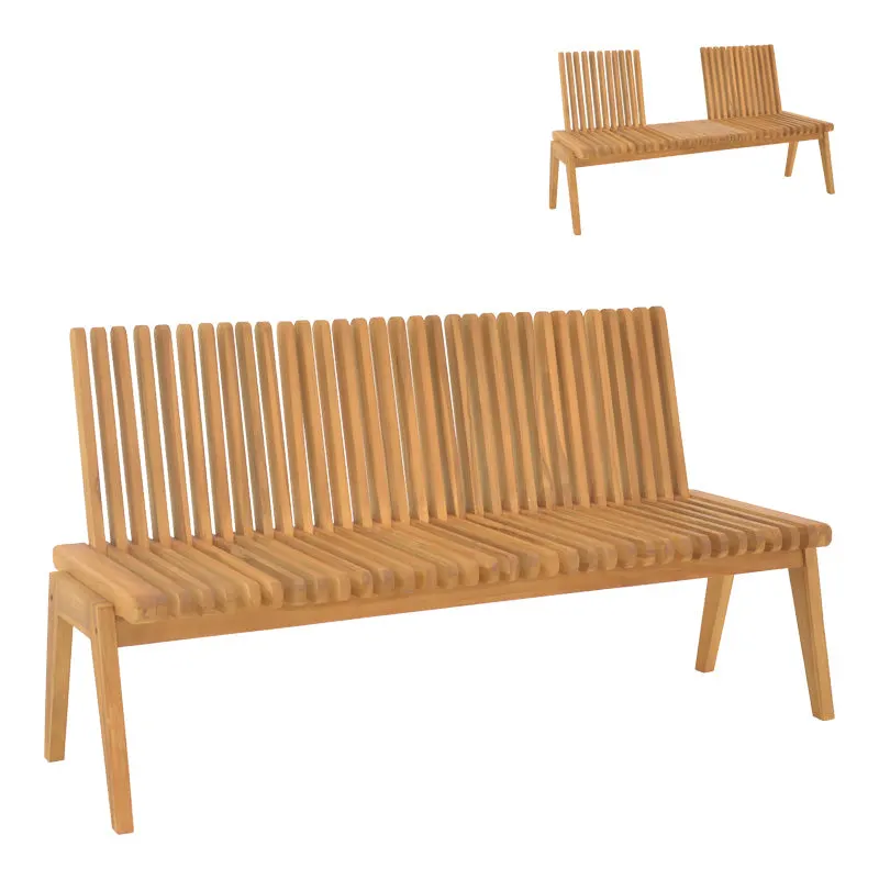 Canapea-bancă polimorfă Jey, Lemn Teak, Natur, 150x57x80 cm - Natur