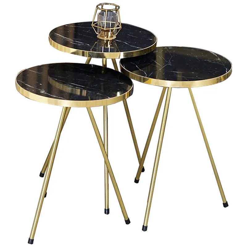 Masuțe Weber, set de 3 piese, Negru - Alb, 34x34x52 cm - Negru