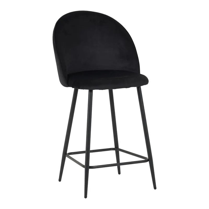 Scaun bar cu funcție reglabilă Perch, Catifea, Metal, Crem - Negru, 50x43x99 cm - Negru