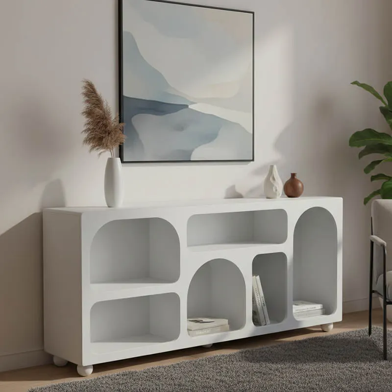 Bufet cu rafturi Emersi, Alb, 164x34x76 cm - Alb