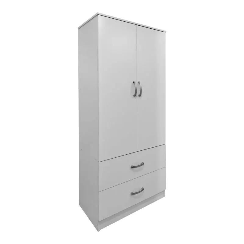 Dulap Athos cu 2 usi si 2 sertare, 80x42x180 cm - Alb
