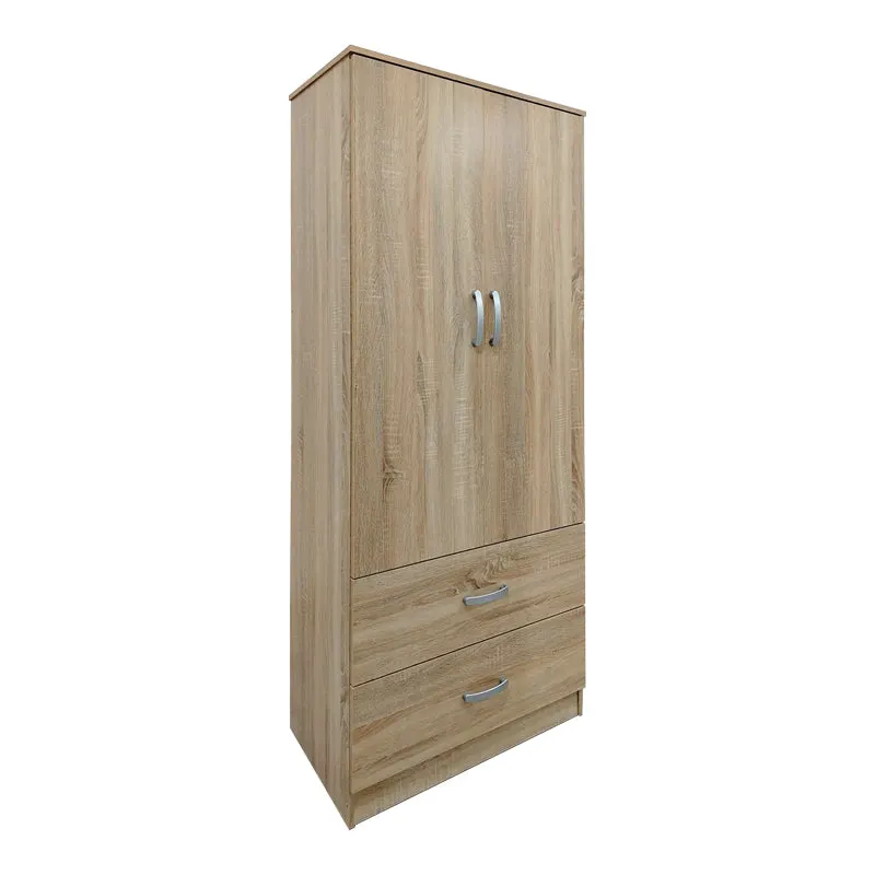 Dulap Athos cu 2 usi si 2 sertare, 80x42x180 cm - Stejar