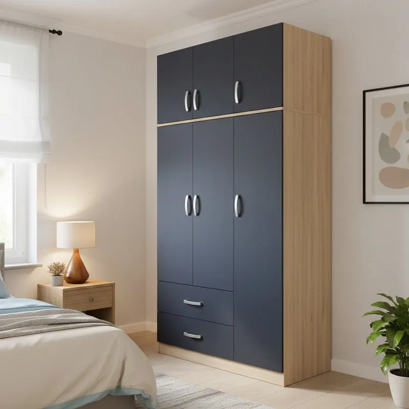 Dulap Athos cu 3 usi, 2 sertare si loft, 90x42x240 cm - Stejar-Antracit