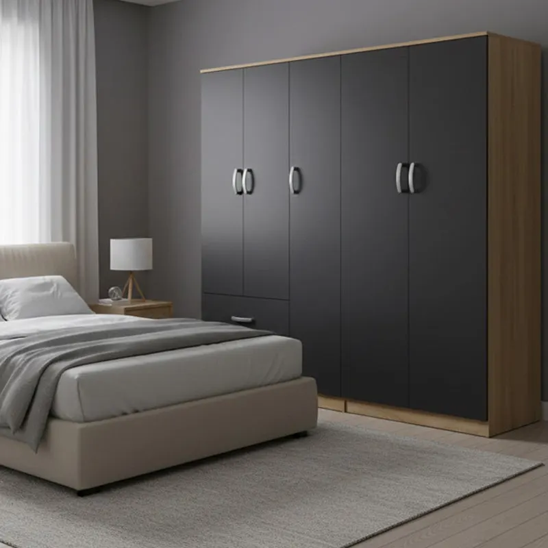 Dulap Athos I cu 5 usi, 170x42x180 cm - Sonoma-Antracit