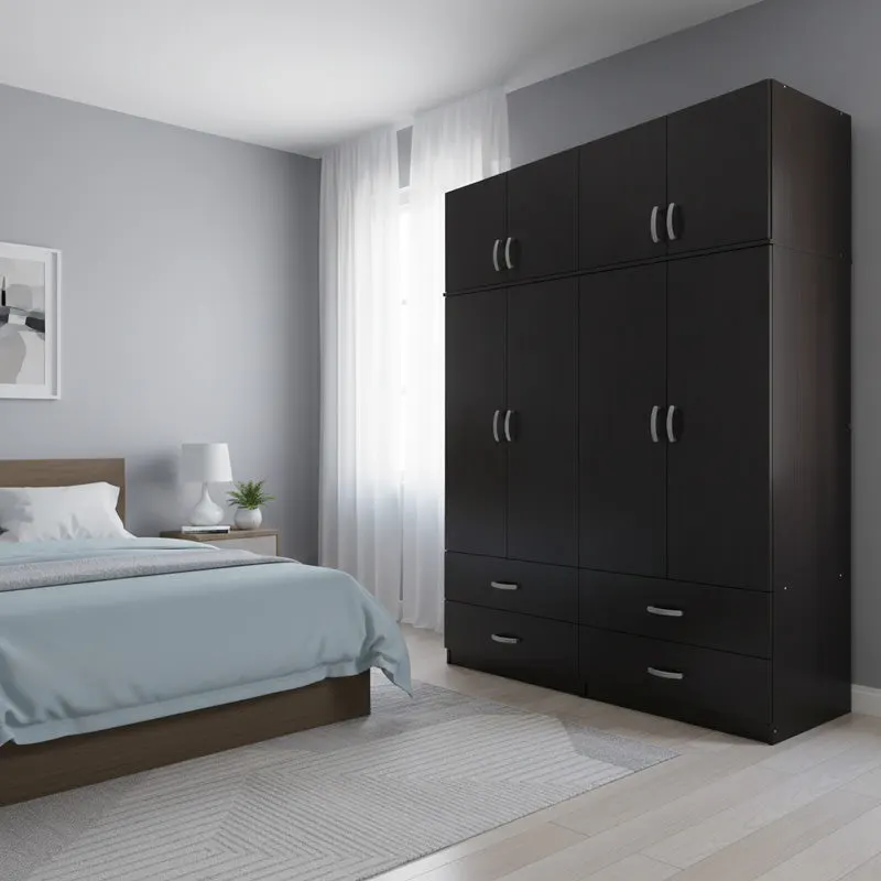 Dulap Athos cu 4 usi, sertare si loft, 160x42x240 cm - Nuc