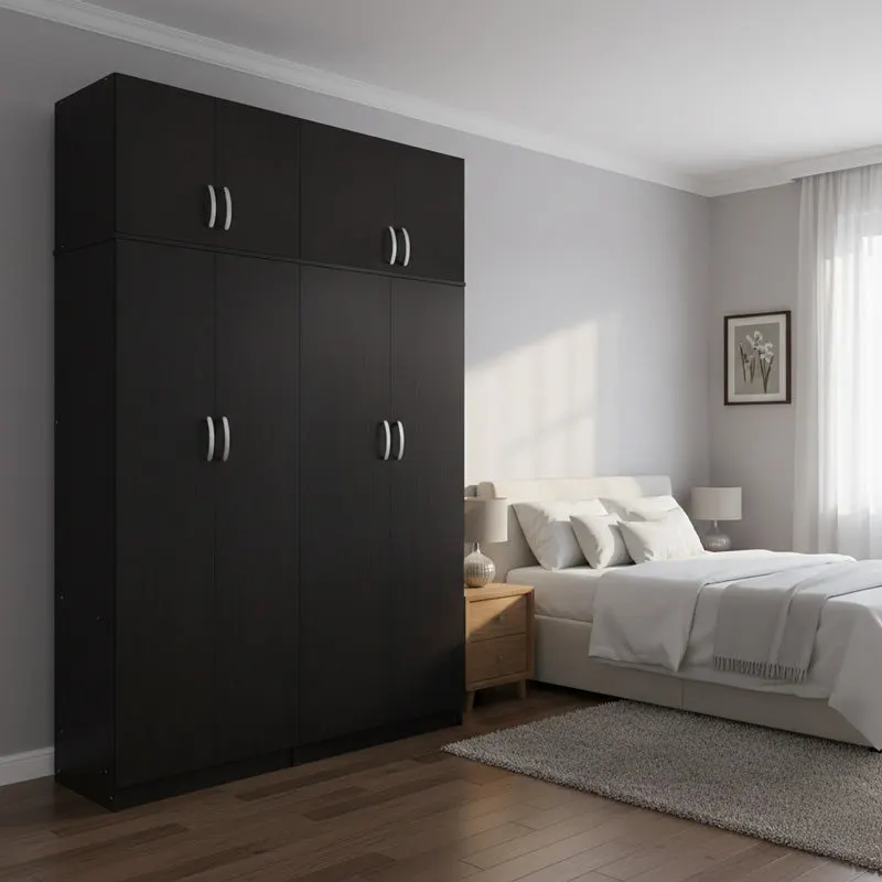 Dulap Athos I cu 4 usi si loft, 160x42x240 cm - Nuc