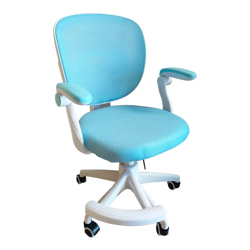 Scaun birou pentru copii cu funcție ajustabilă Bernu, mesh, Alb, 47x56x80-90 cm - Alb