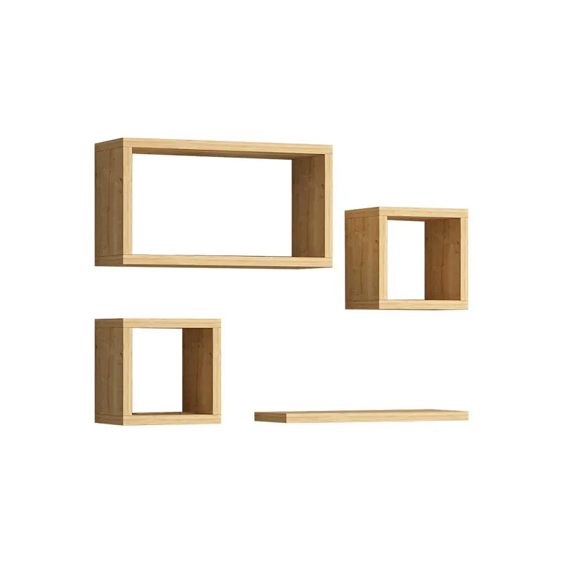 Set rafturi de perete 3 buc Babine Alb - Antracit - Stejar 84x15x44 cm - Stejar