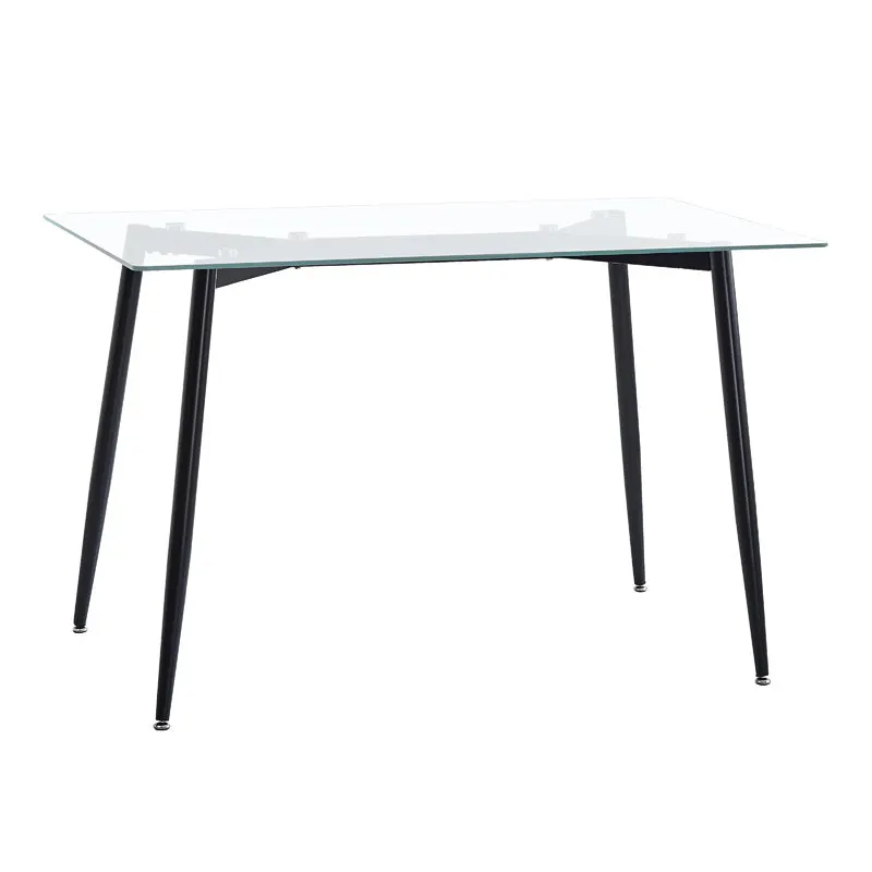 Masă de sufragerie Quana, Sticla, Picioare negre, 120x70x75 cm - Negru