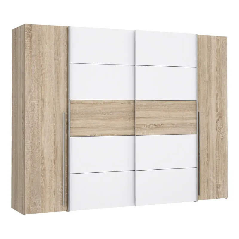 Dulap cu 4 usi Verzo MDF , stejar-alb 270x61x210 cm - Stejar
