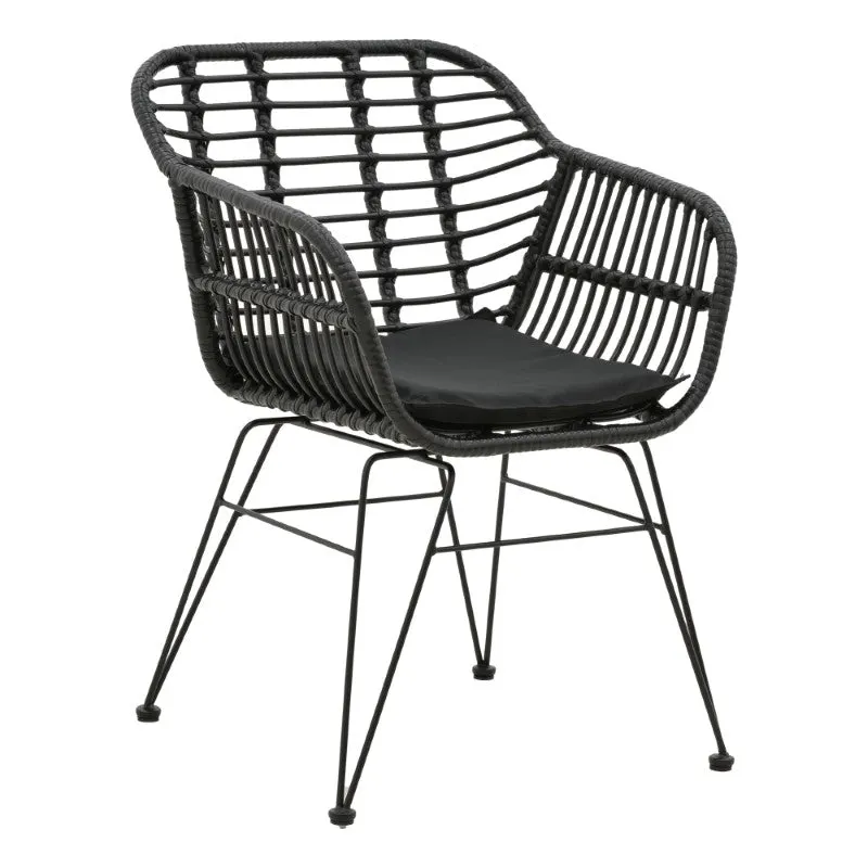 Scaun exterior Naoki, Negru, 55x58x79 cm - Negru