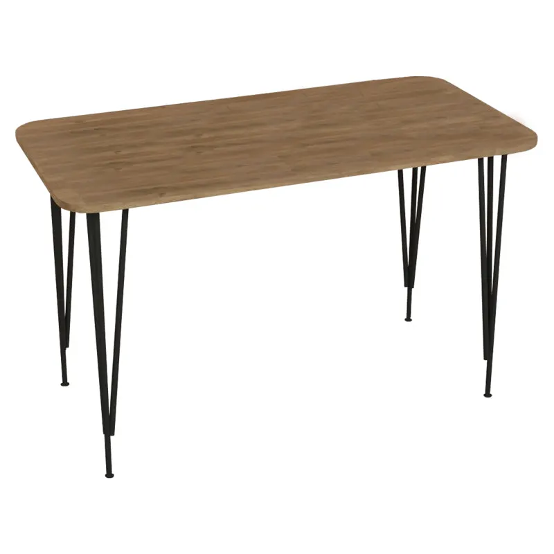 Masa de cina Palkon stejar -metal, negru, 120x60x73 cm - Stejar