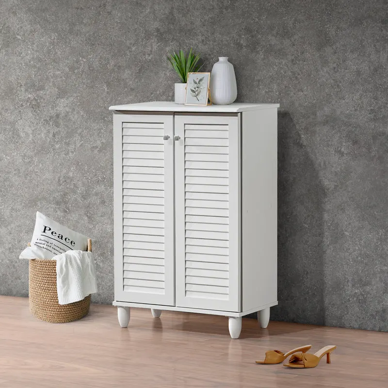 Dulap pantofi pentru 10 perechi, model Santo, Lemn, Alb, 60x34x91 cm - Alb