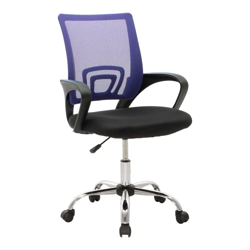 Scaun de birou recliner Berto II, Mesh Albastru-Negru, Baza, Cromata, 60x48x85-95 cm - Negru