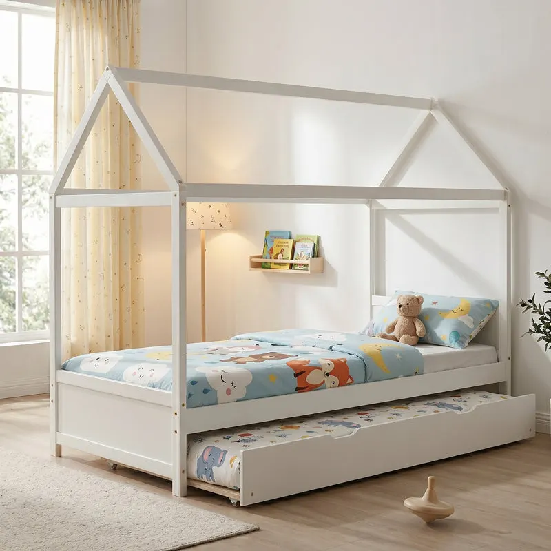 Pat pentru copii DreamHouse Montessori, Alb, 90x190 cm - Alb