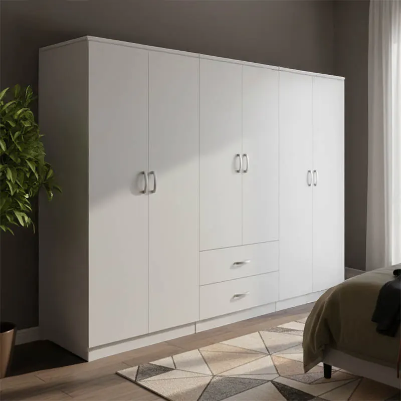 Dulap Athos I cu 6 usi, 240x42x180 cm - Alb
