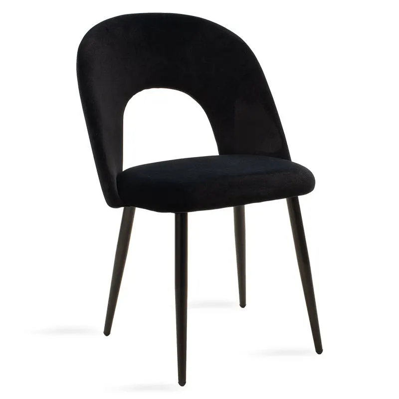 Scaun Jonah cu tapiterie de catifea, Catifea, Picioare, negre, 45x45x85 cm - Negru